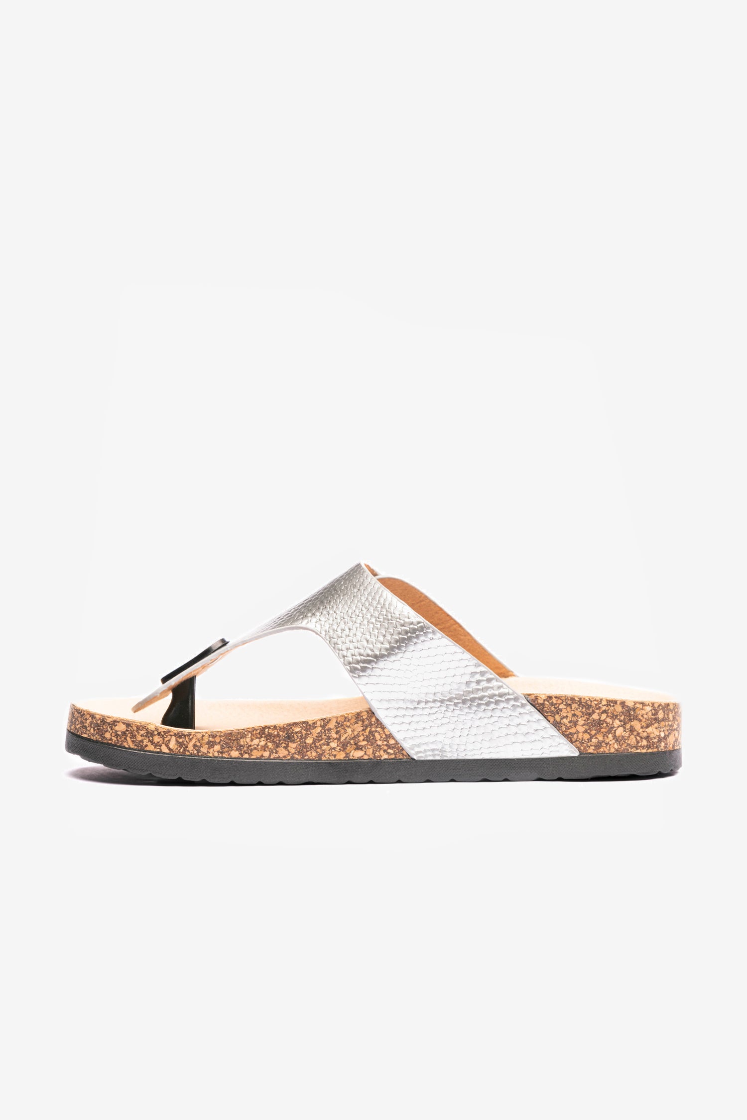 Sandalia Mujer Plateado Razo Chancleta Chancleta
